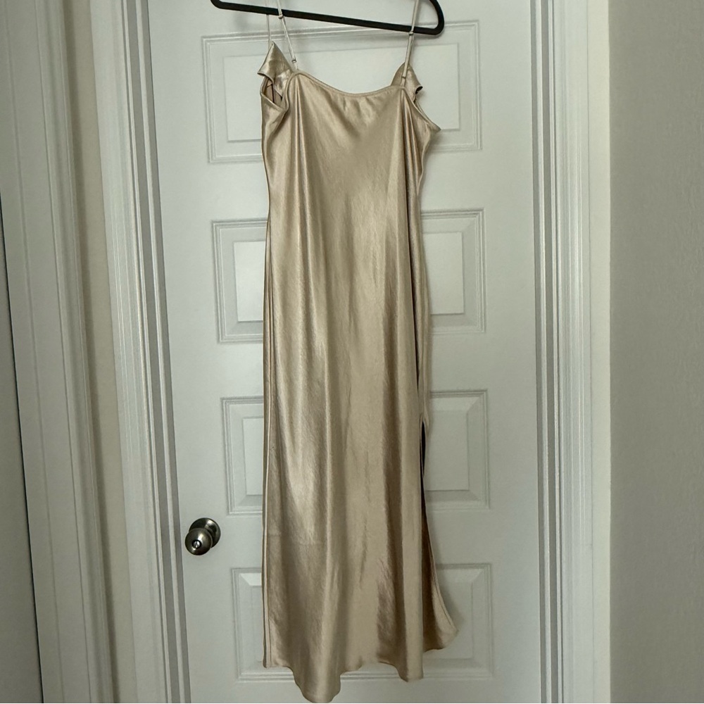 Champagne Satin Slip Dress, Size M